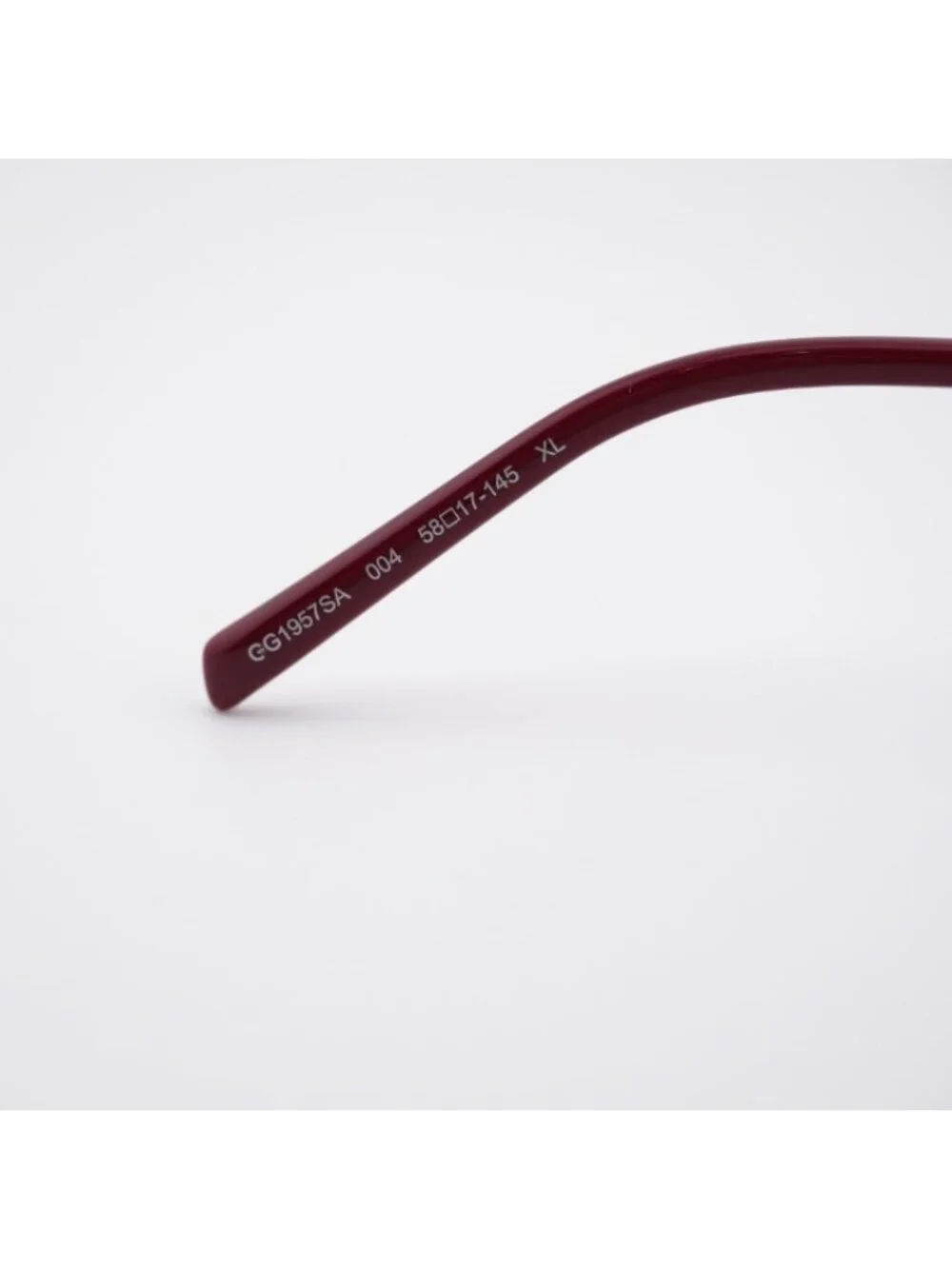 Gucci GG1957SA 004 Sunglasses Silver Square Frame, Burgundy Lenses